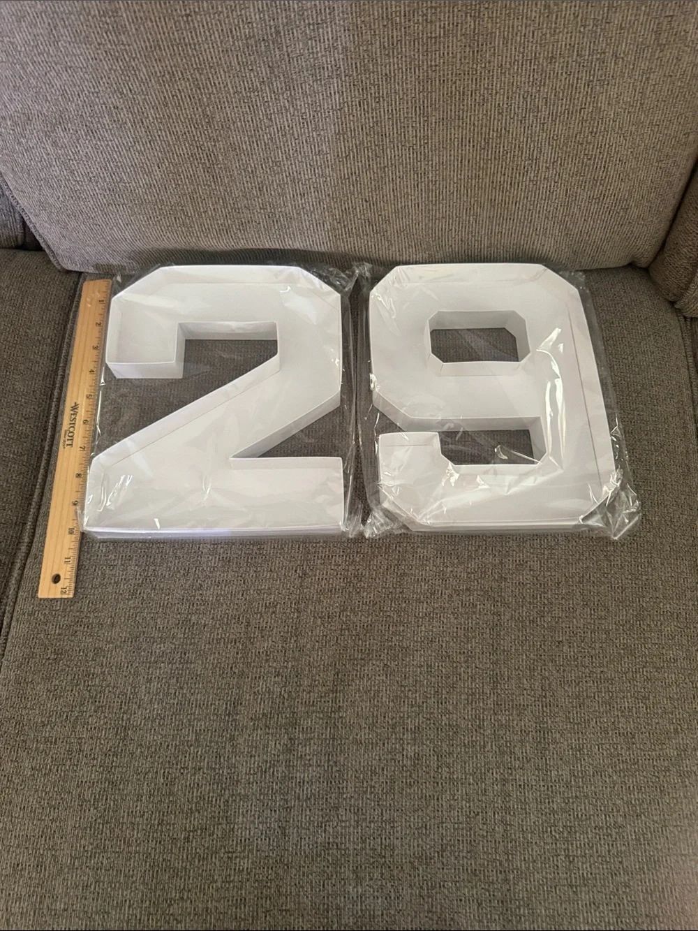 White cardboard Number 29 Decorative Set- perfect to fill with treats!
